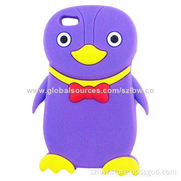 Charming Penguin Design Silicone Case for iPhone 5, Hot Selling, Comes in Purple Color